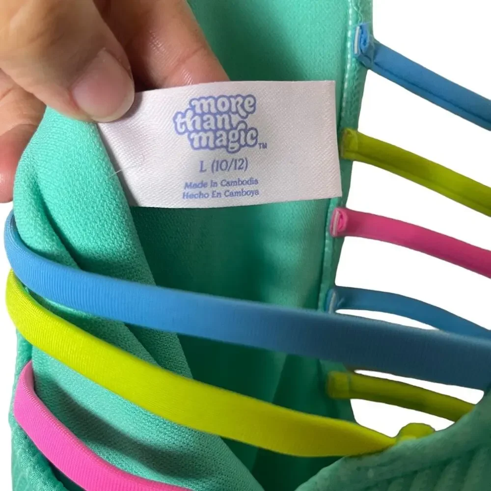 More Than Magic Ribbed V Neck and U Neck Back Swimsuit Green Size Large